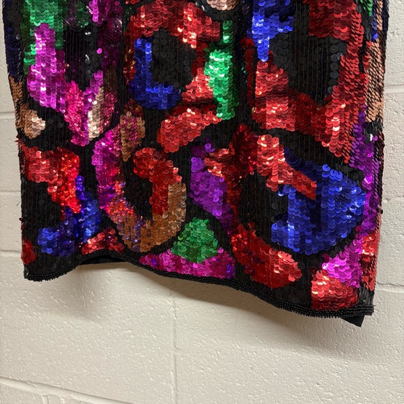 Vintage 80’s Colourful Beaded Sequin Silk Gown, 80’s NYE dress - Picture 4 of 13